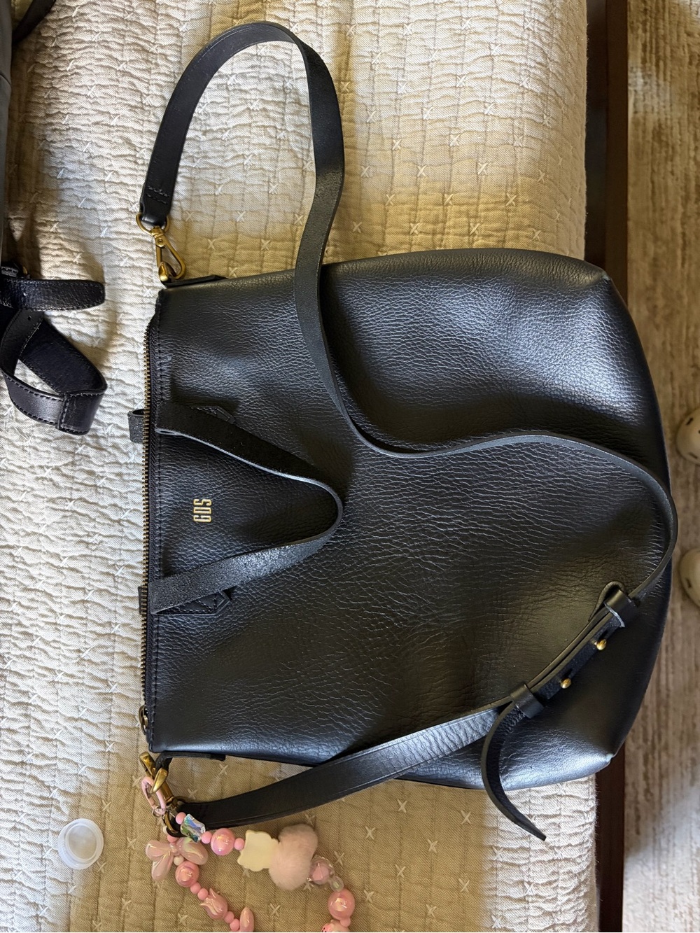 Madewell Black Leather Tote Bag